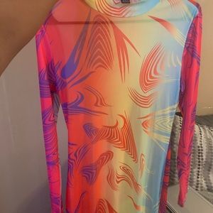 Multicolor Mesh bodycon dress